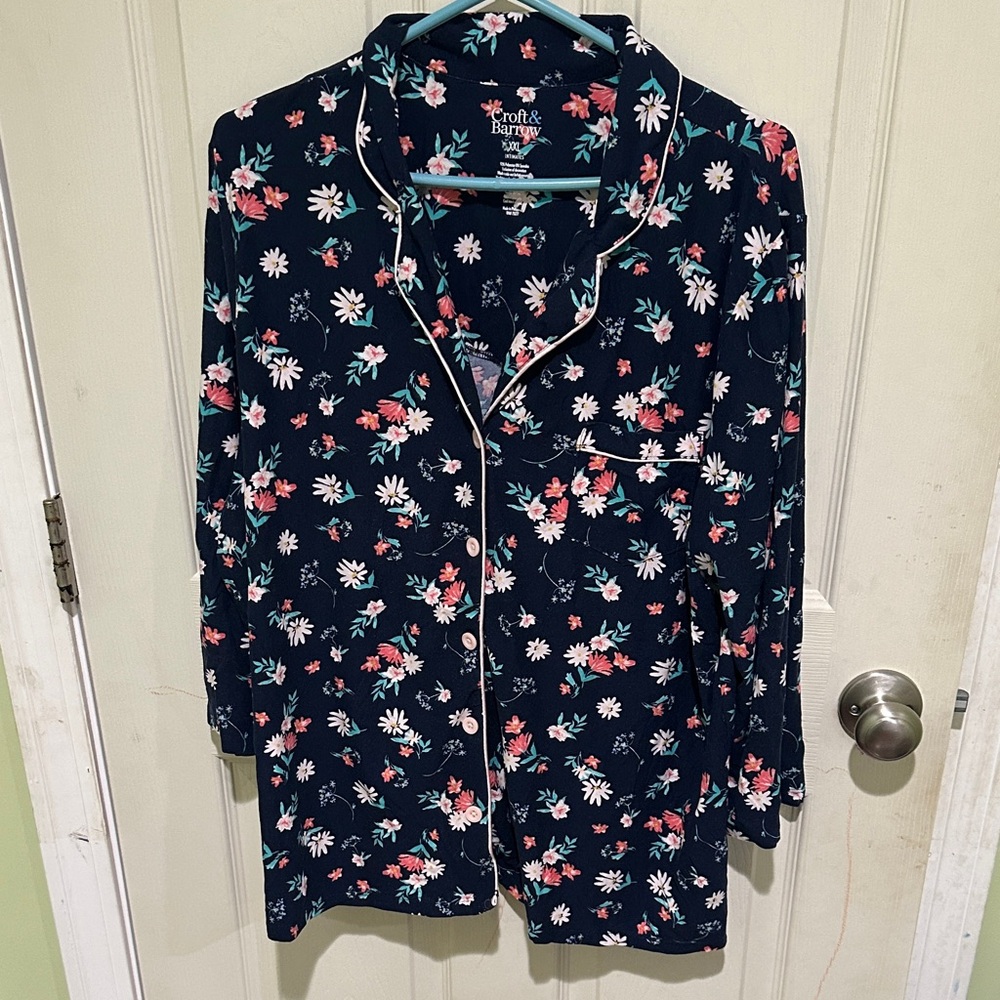Croft & Barrow Floral Pajama Set - Navy and Pink